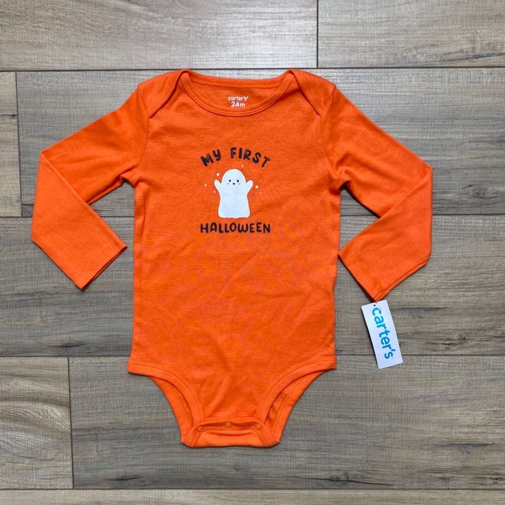 Carter’s Unisex My First Halloween Long Sleeve‎ Bodysuit Size 24M Orange